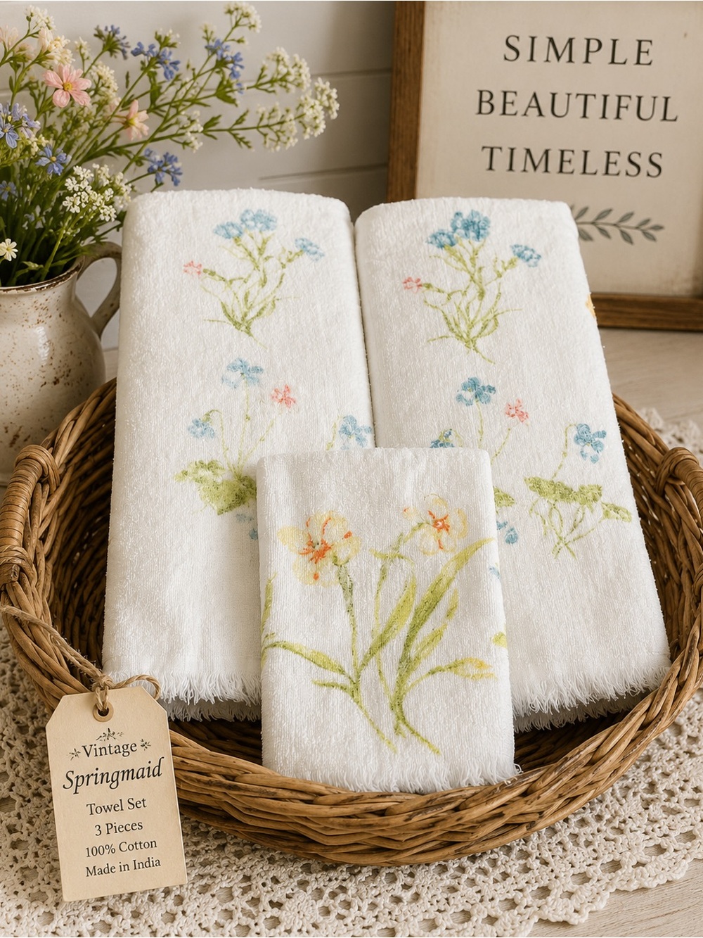 Vintage Springmaid Towel Set with 2 towels and one hand towel